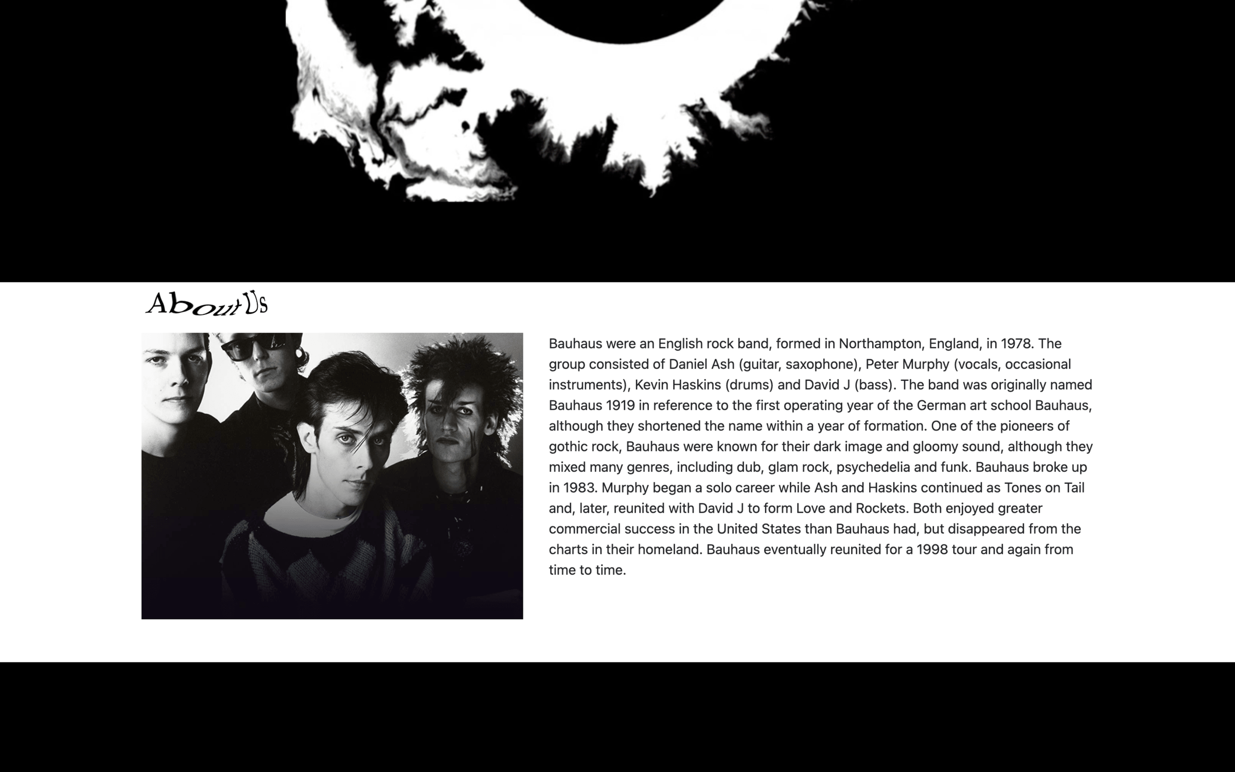 Bauhaus Band Site after launch